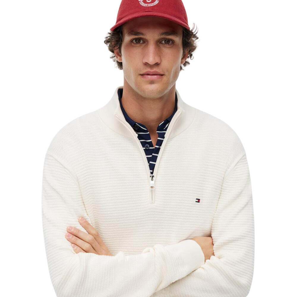 Tommy Hilfiger Textured Half-Zip Mock Neck Jumper